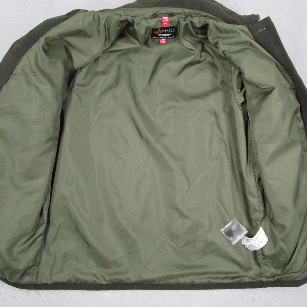 Alpha Industries Mens Wool Blend Utility Shirt Jacket Olive Green Medium Shacket